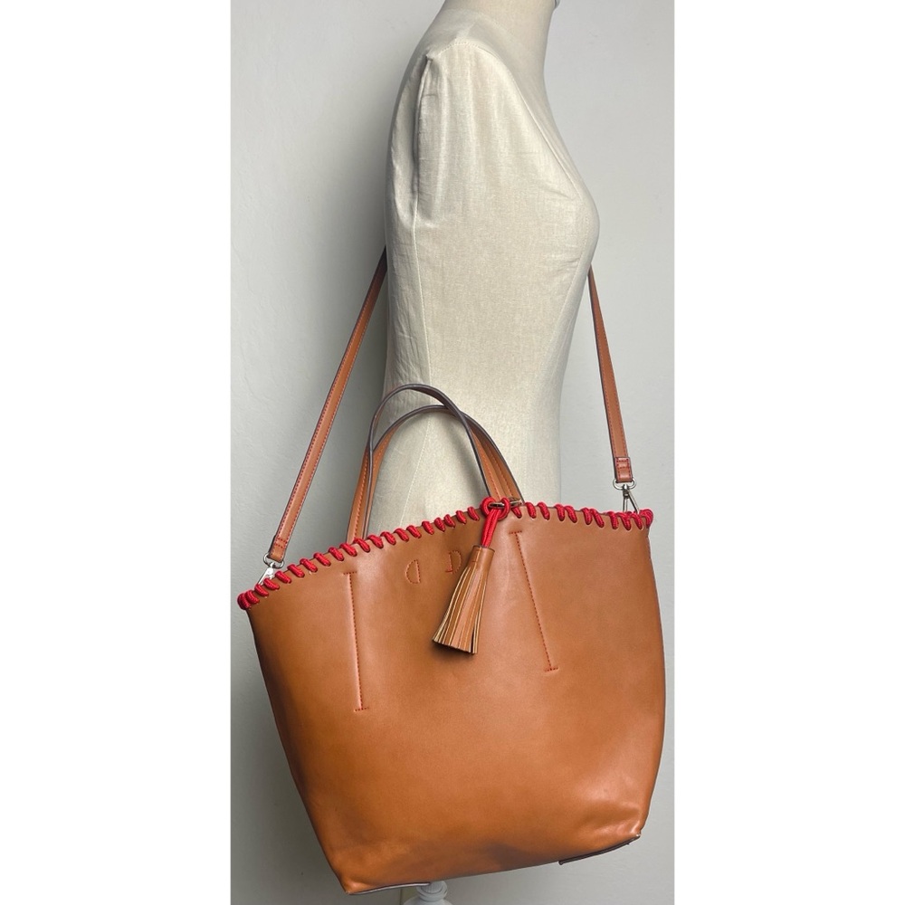 Steve Madden Brown Leather Tassel Beach Bag